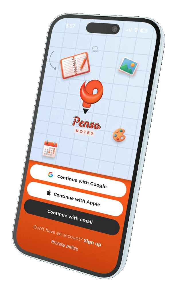 Penso Notes app on iPhone — sign in to start journaling